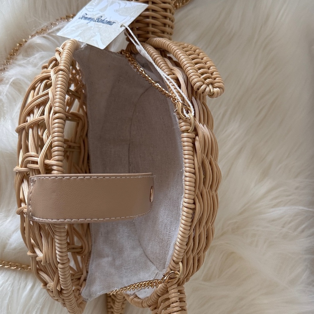 🐢 NWT Tommy Bahama Tan Woven Turtle Bag - Picture 5 of 8
